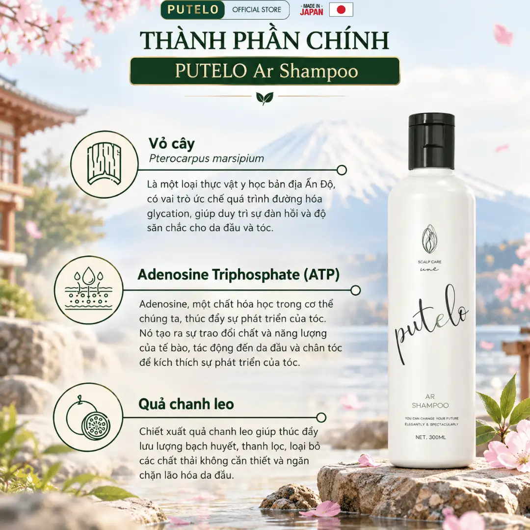 Combo Dầu gội & Dầu xả thực vật PUTELO AR Nhật Bản hỗ trợ mọc tóc và nuôi dưỡng da đầu - Ảnh 5