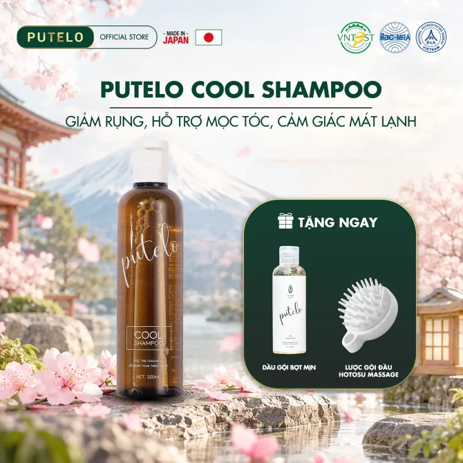 Dầu gội lạnh PUTELO Cool Shampoo giảm rụng tóc, hỗ trợ mọc tóc, chăm sóc tóc chuyên sâu từ NHẬT 250ml