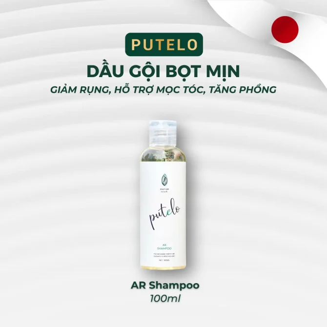 [Trải nghiệm] Dầu gội bọt mịn đặc trị rụng tóc tức thì, kích thích mọc tóc nhanh, phồng chân tóc, tái sinh da đầu PUTELO AR Sampoo 100g từ NHẬT