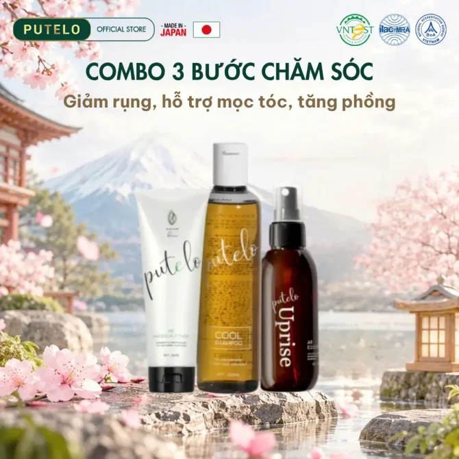 Bộ 3 hỗ trợ giảm rụng, hỗ trợ mọc tóc và giúp ngăn ngừa lão hóa da đầu PUTELO Nhật Bản