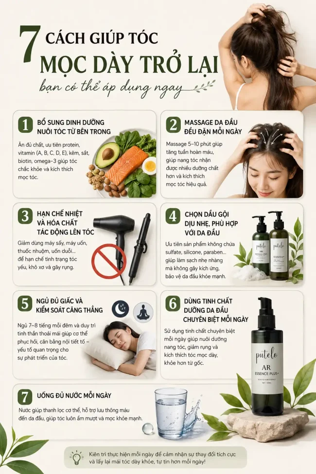 7 cách giúp tóc mọc dày trở lại 